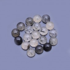 Black dot quartz 3mm round cabochon 0.13 cts
